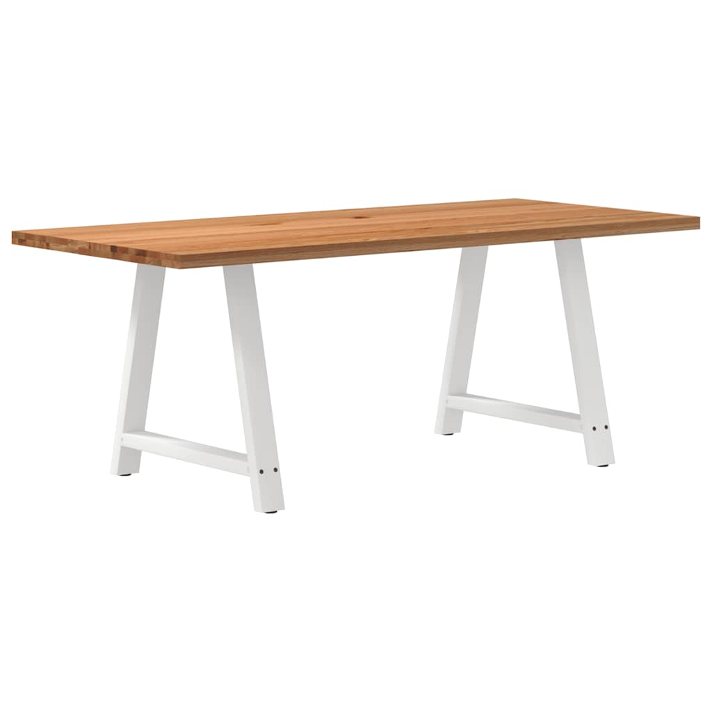 Table en Chêne Massif et Pieds en Métal Blanc-90 cm-200 cm-1-La-Fabrique-Industrielle