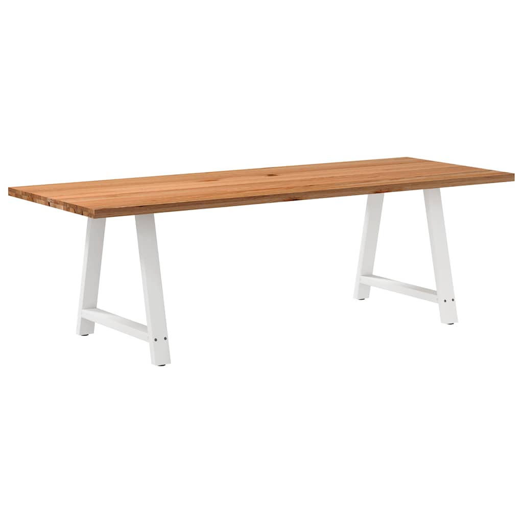 Table en Chêne Massif et Pieds en Métal Blanc-90 cm-240 cm-1-La-Fabrique-Industrielle
