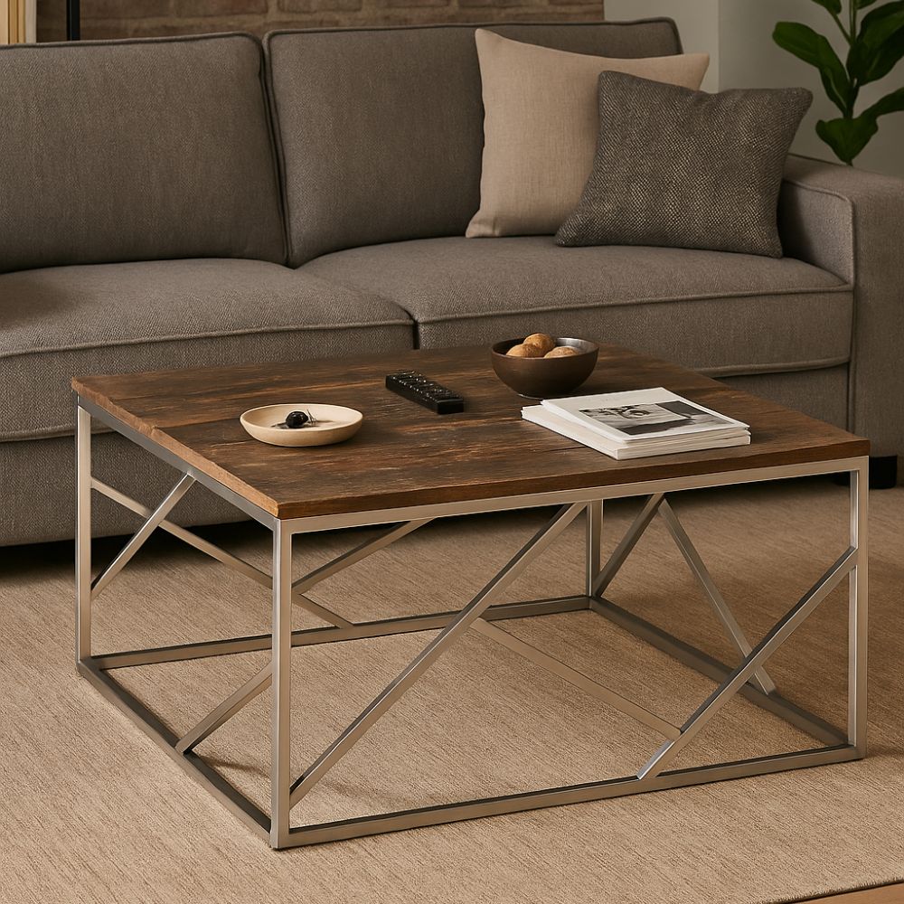 Table Basse Design en Acier et Mélèze Massif