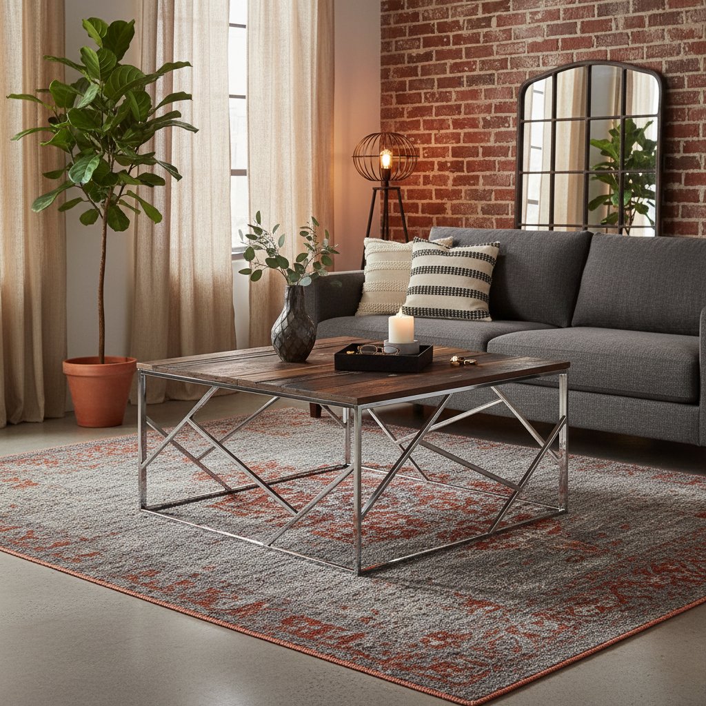 Table Basse Design en Acier et Mélèze Massif