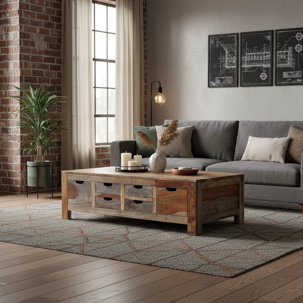 Table Basse Élégante en Bois Grisé