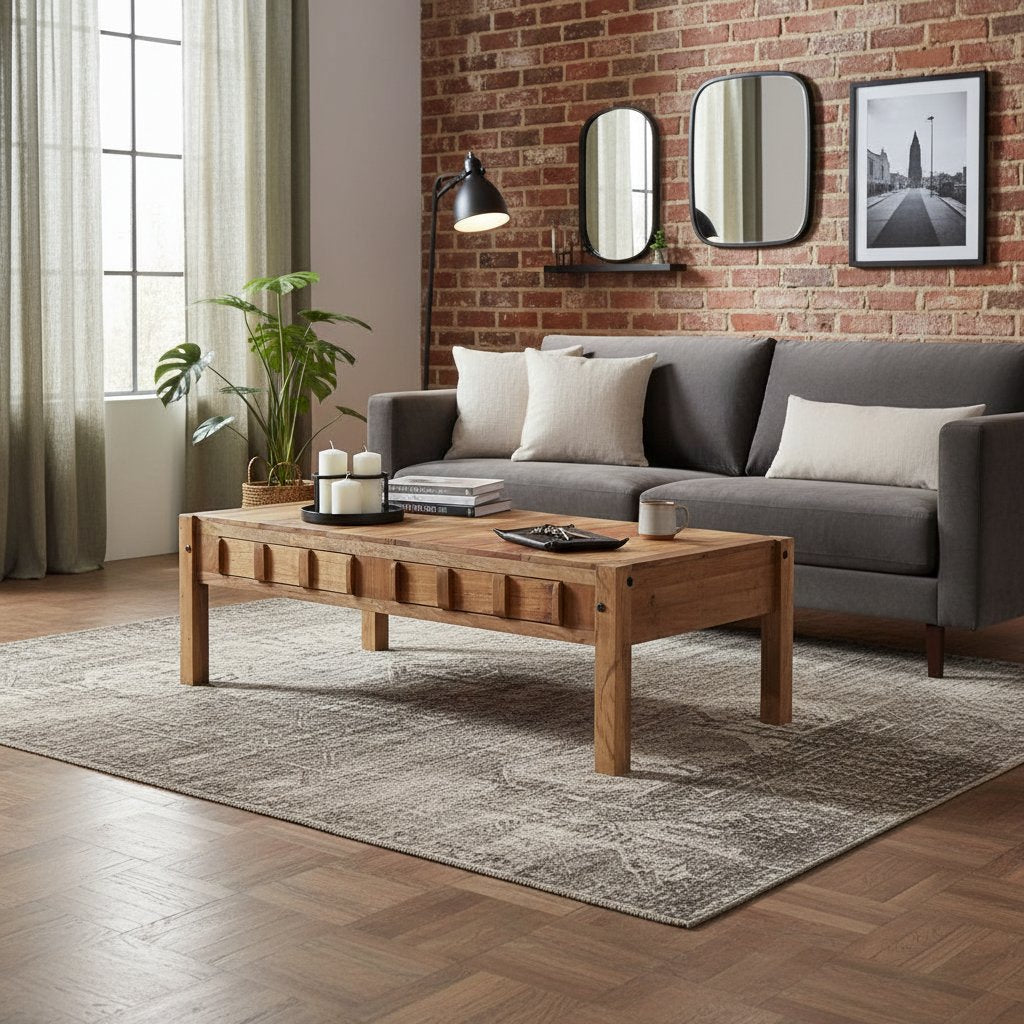 Table Basse Industrielle en Bois Massif Récupéré