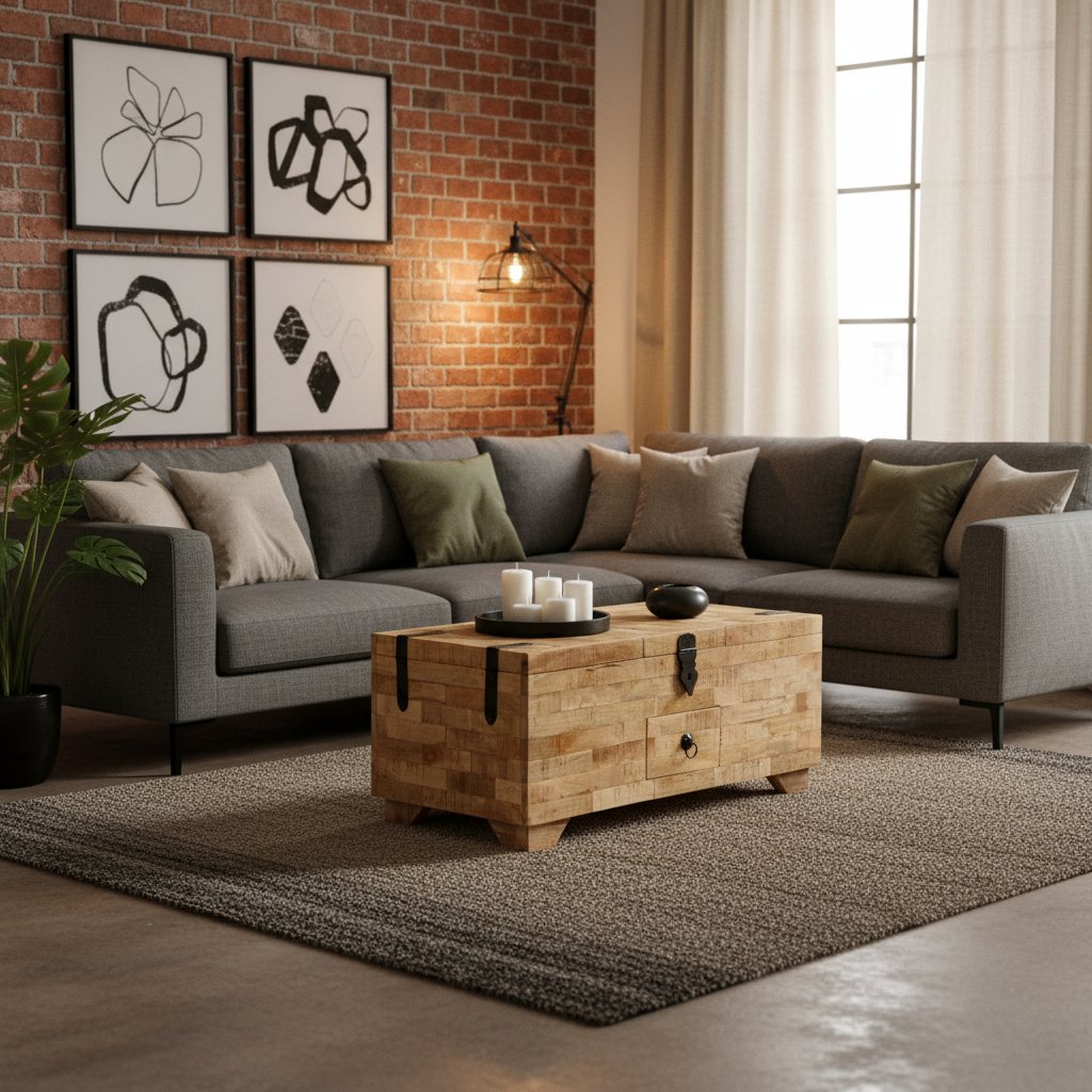 Table Basse Industrielle en Manguier