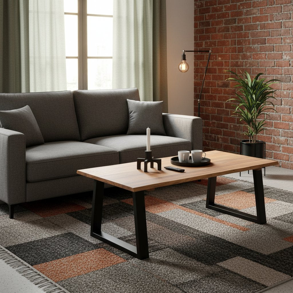 Table Basse Industrielle en Métal et Bois