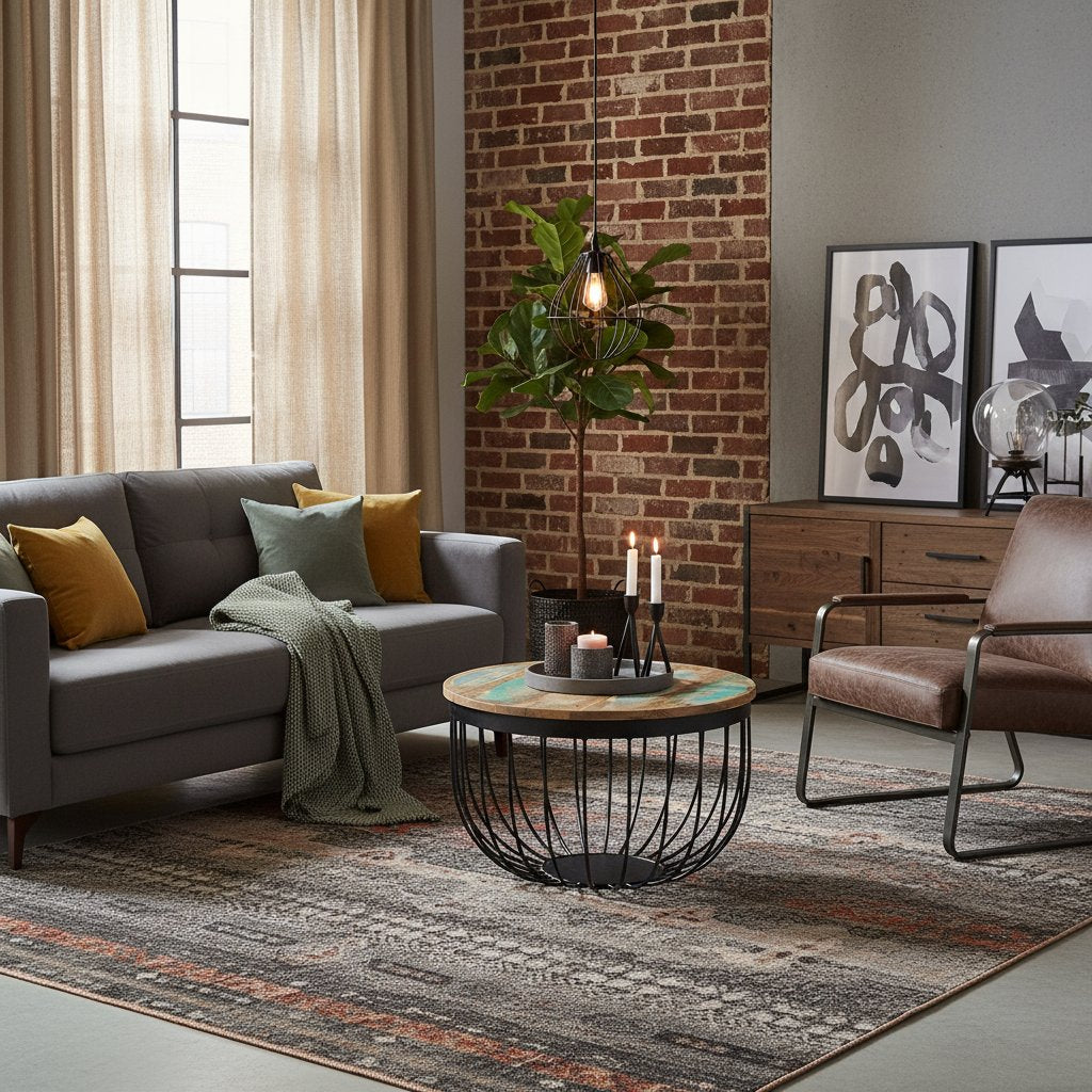 Table Basse Panier en Bois et Acier