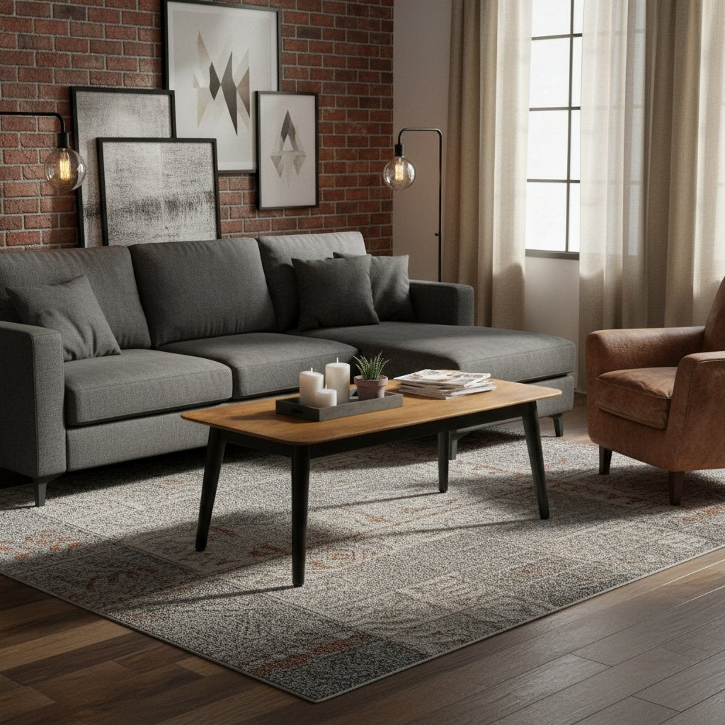 Table Basse Rectangulaire en Bois et Métal