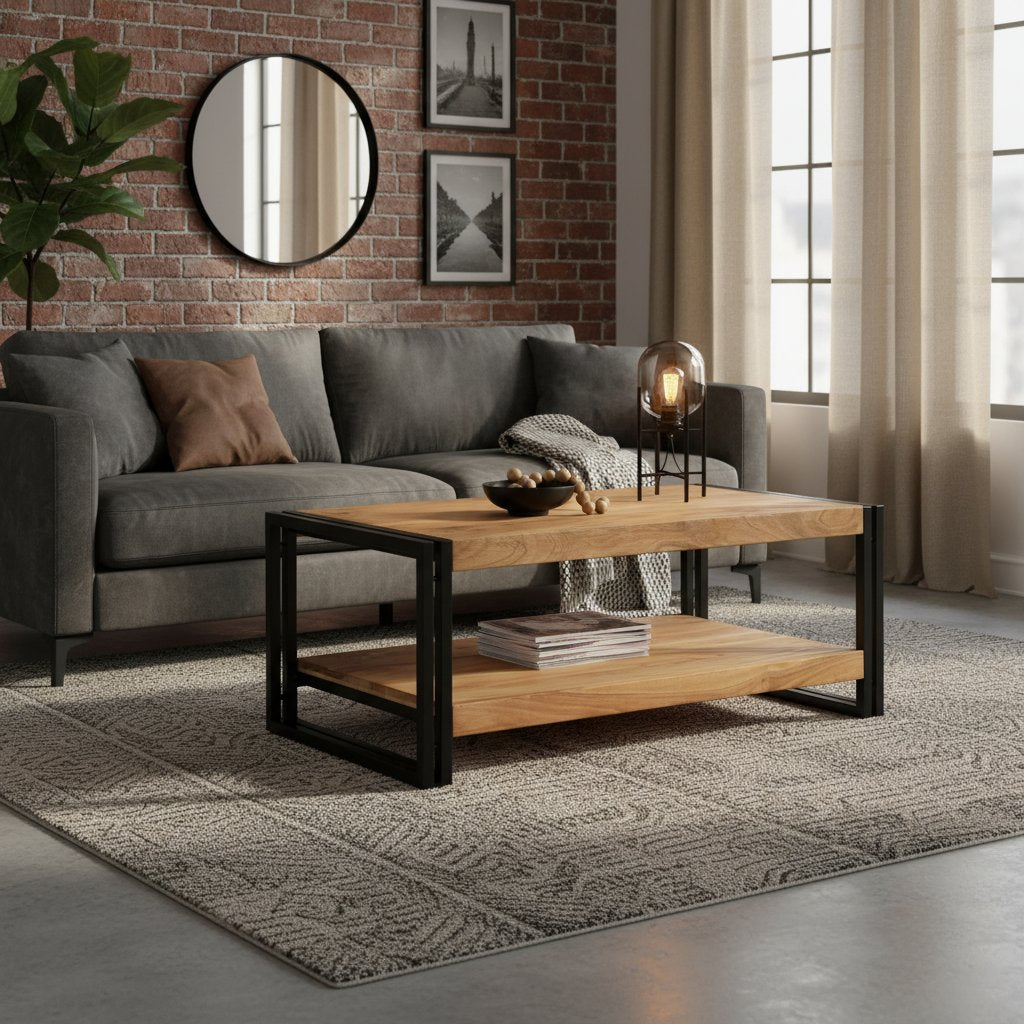 Table Basse Rectangulaire en Style Industriel