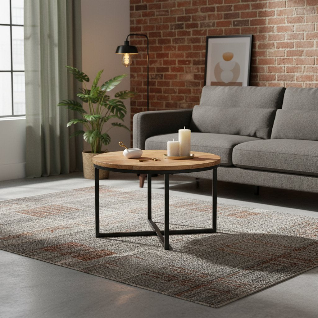 Table Basse Ronde Style Industriel