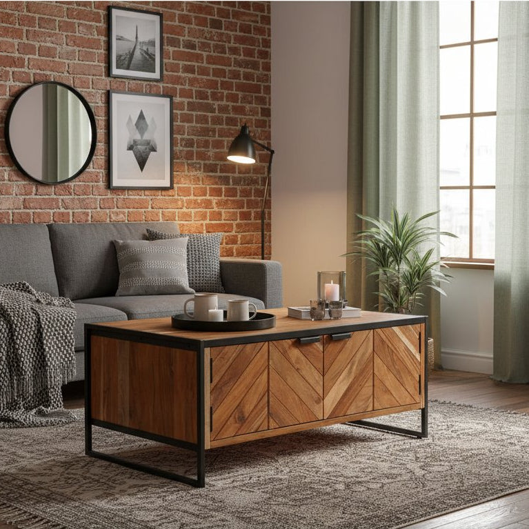 Table Basse en Bois Massif d'Acacia Naturel