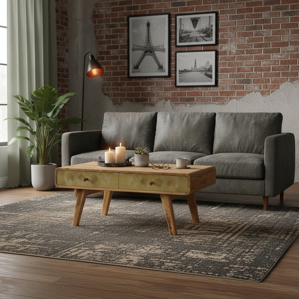 Table Basse en Bois de Manguier Style Rétro