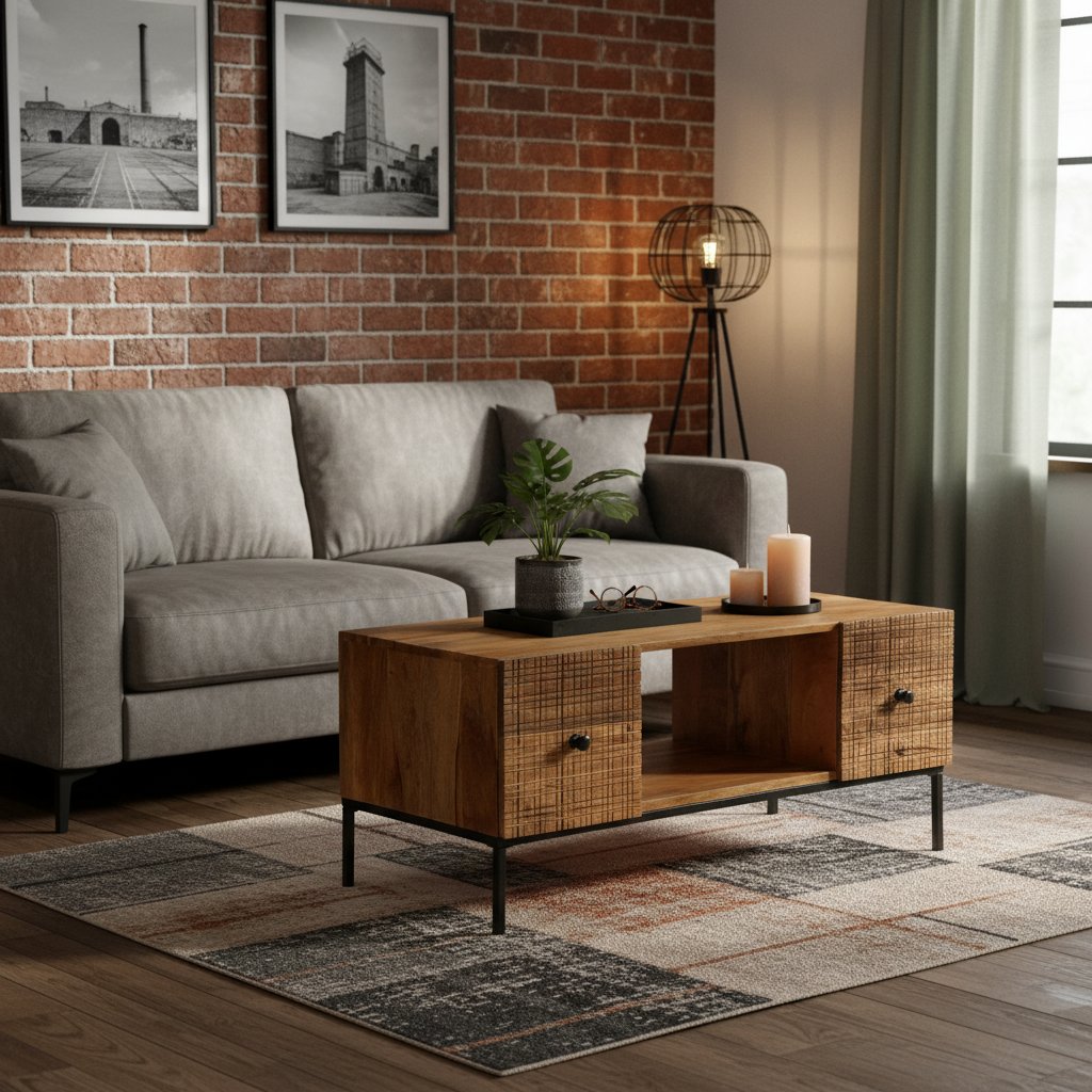 Table Basse en Bois de Manguier Vintage