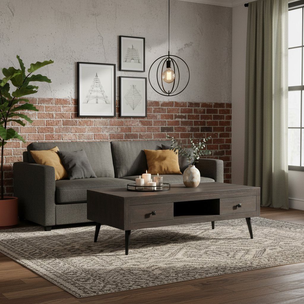 Table Basse en Bois de Manguier et Pieds Métal