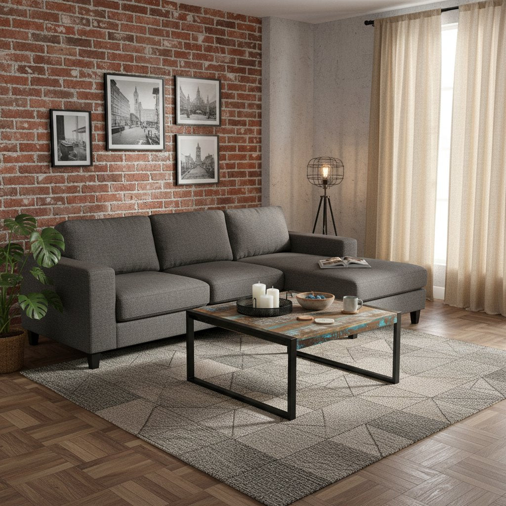 Table Basse en Bois et Fer au Style Industriel