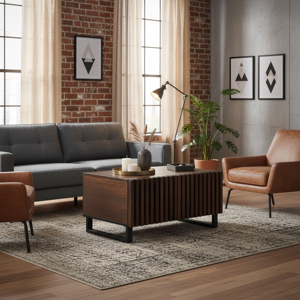 Table Basse en Manguier au Style Industriel