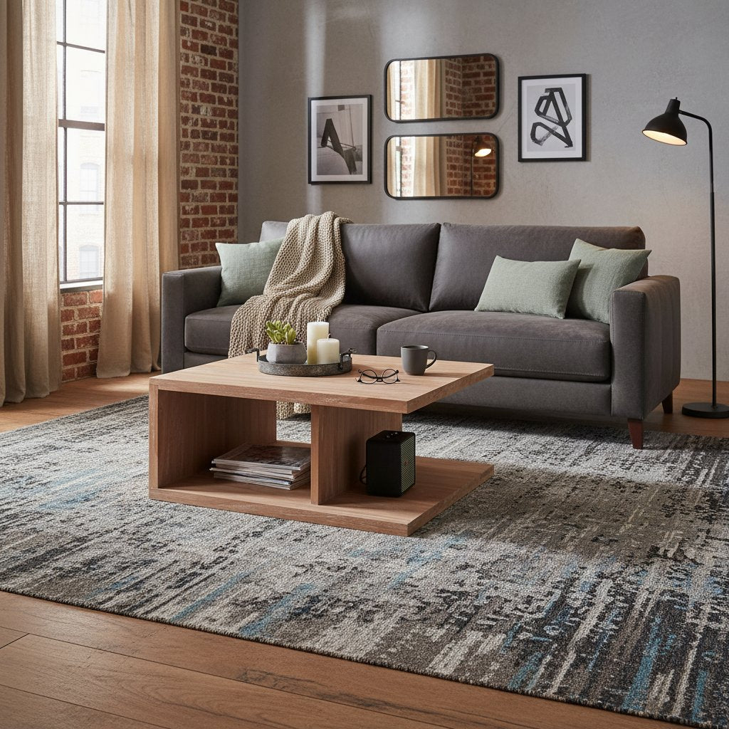 Table Basse en Teck au Style Industriel