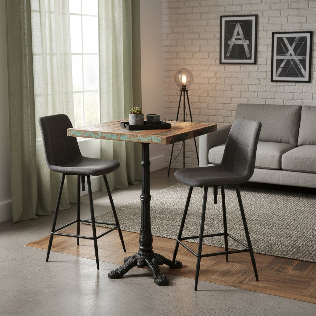 Table Bistrot en Métal et Bois Massif Industriel