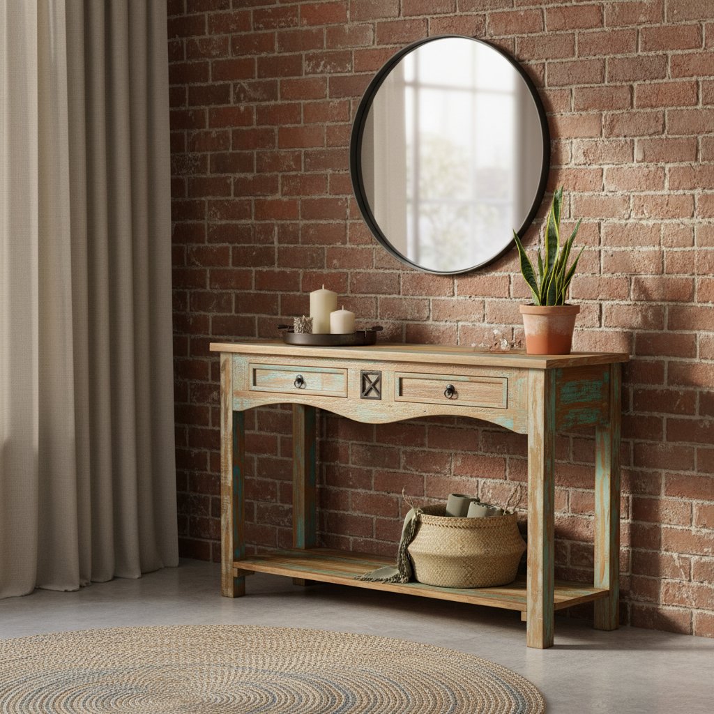 Table Console Authentique en Bois Vintage