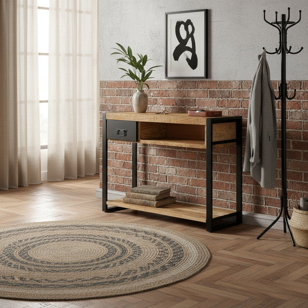 Table Console en Bois de Manguier Massif Brut
```