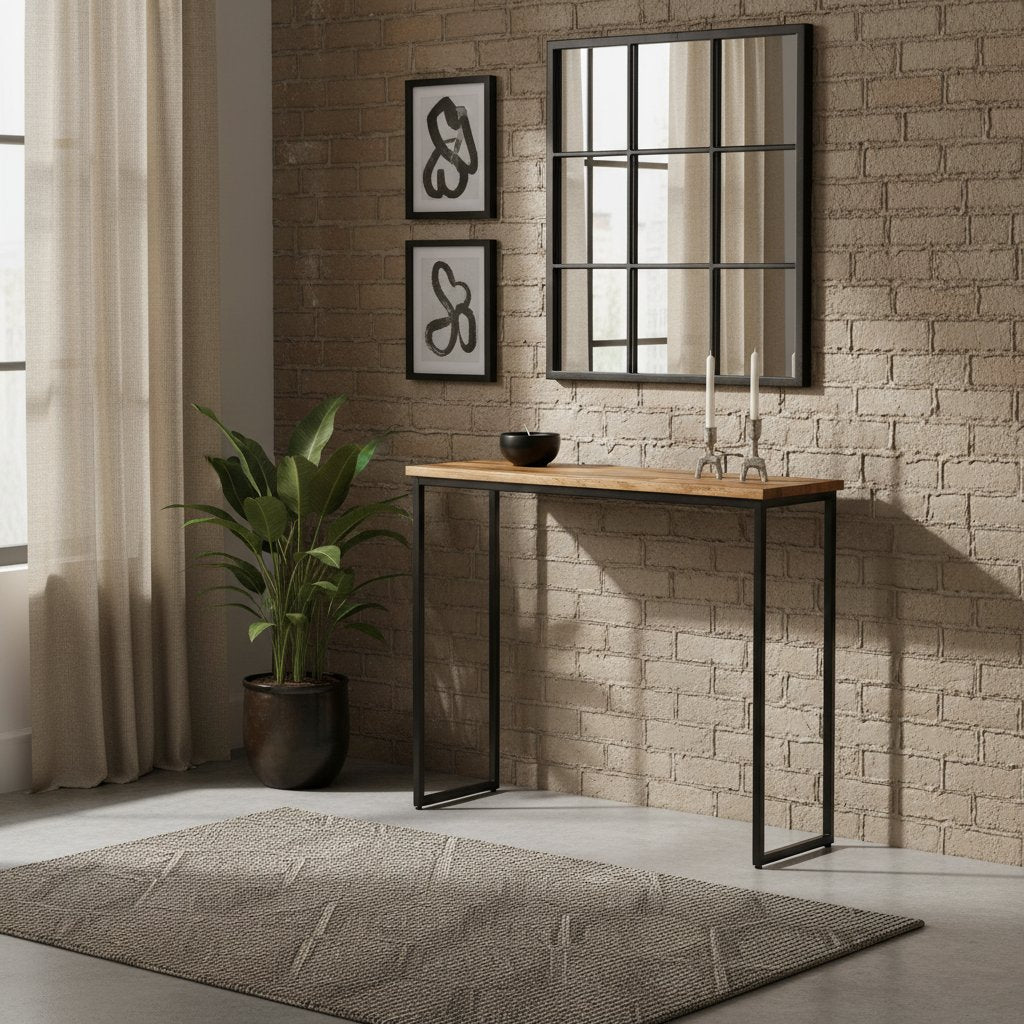 Table Console en Teck Recyclé 90 Cm