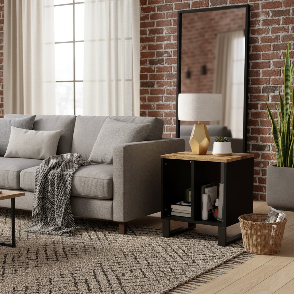 Table D'appoint 40X31X46 Cm Bois De Manguier Et D'ingénierie