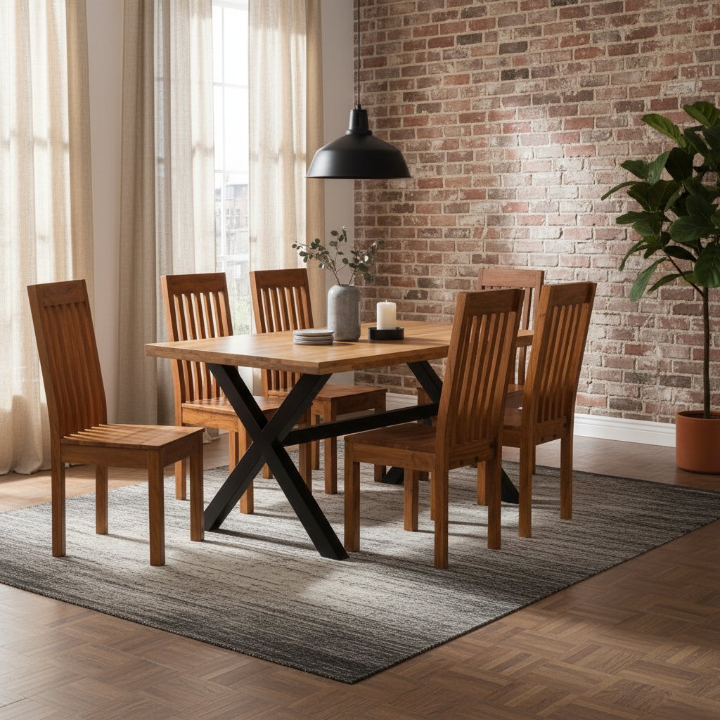 Table Haute Industrielle en Métal et Bois Massif