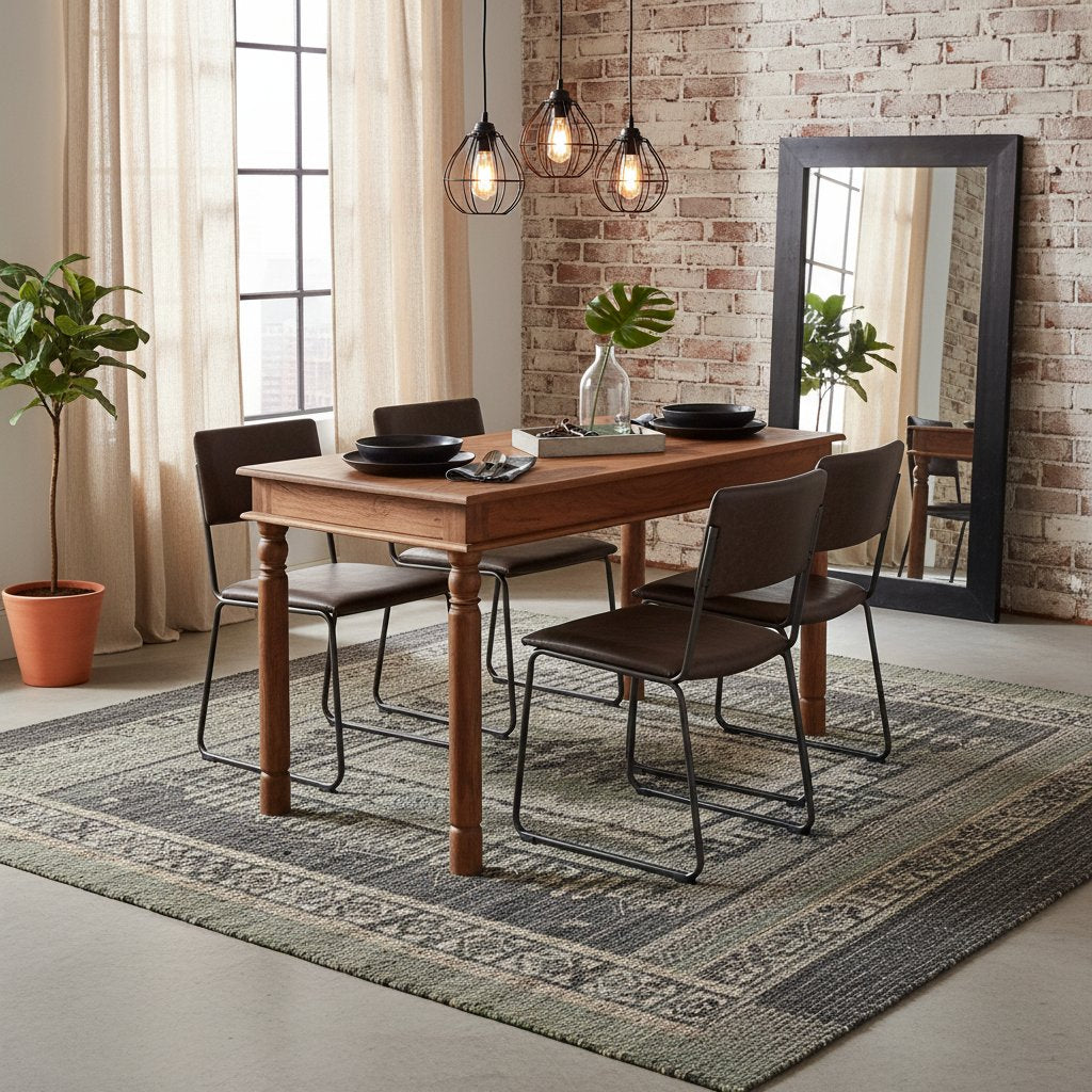 Table Industrielle Ancienne en Bois d'Acacia