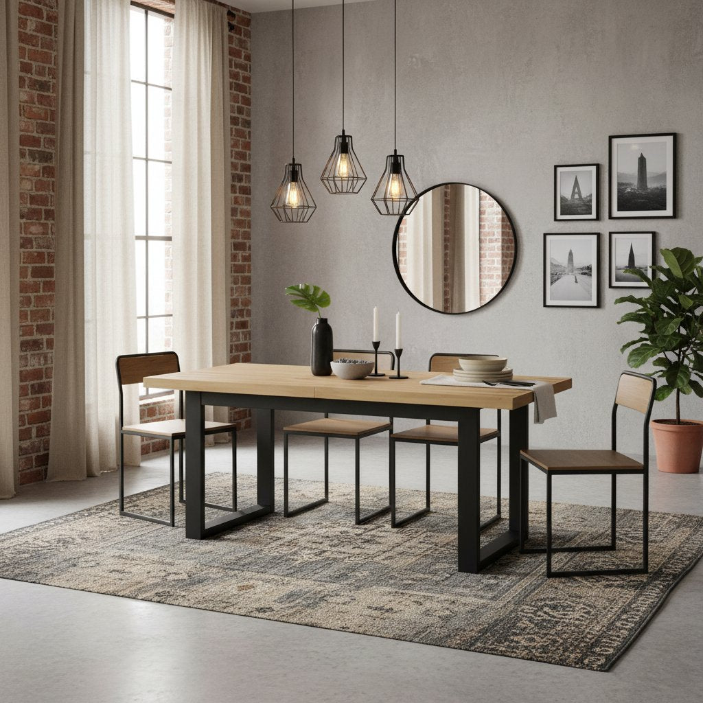 Table Industrielle Rectangulaire en Bois Massif