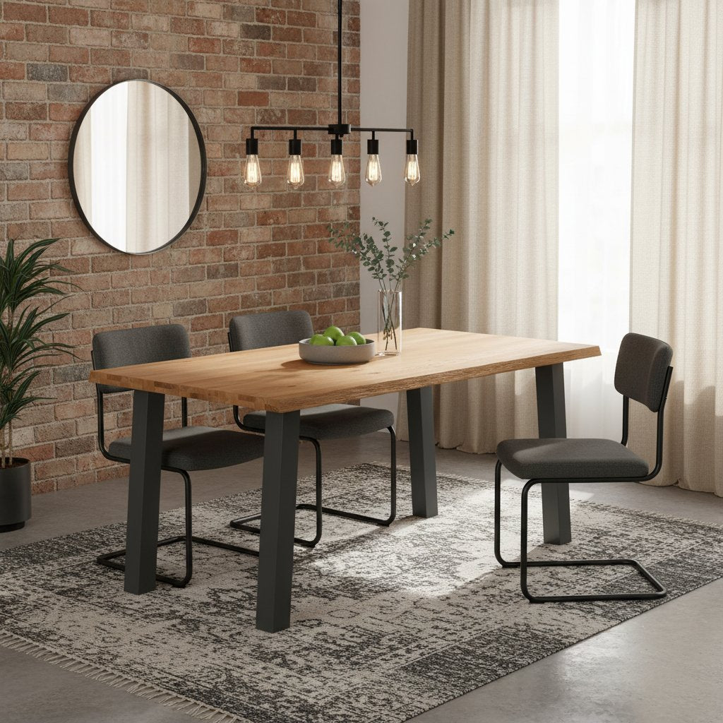 Table Industrielle Salle à Manger en Chêne et Acier