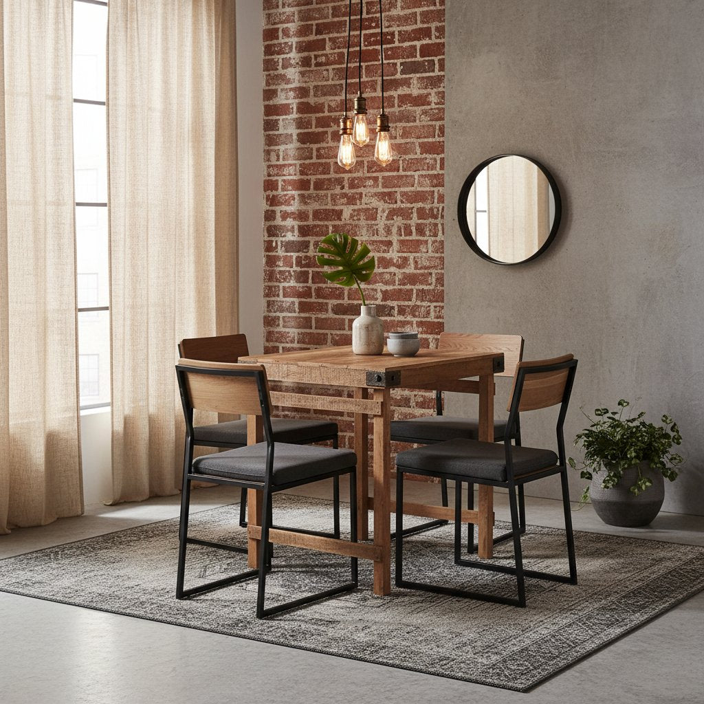 Table Industrielle en Bois Massif Recyclé