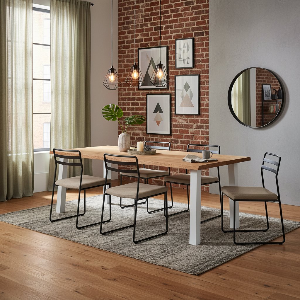 Table Industrielle en Bois de Chêne Massif