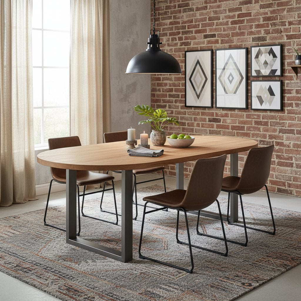 Table Industrielle en Bois de Chêne Massif 2m