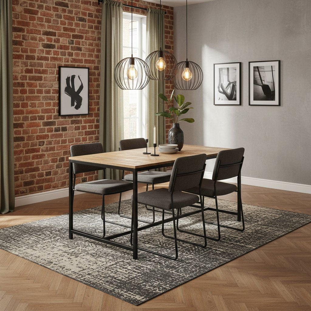 Table Industrielle en Bois de Manguier 140 cm