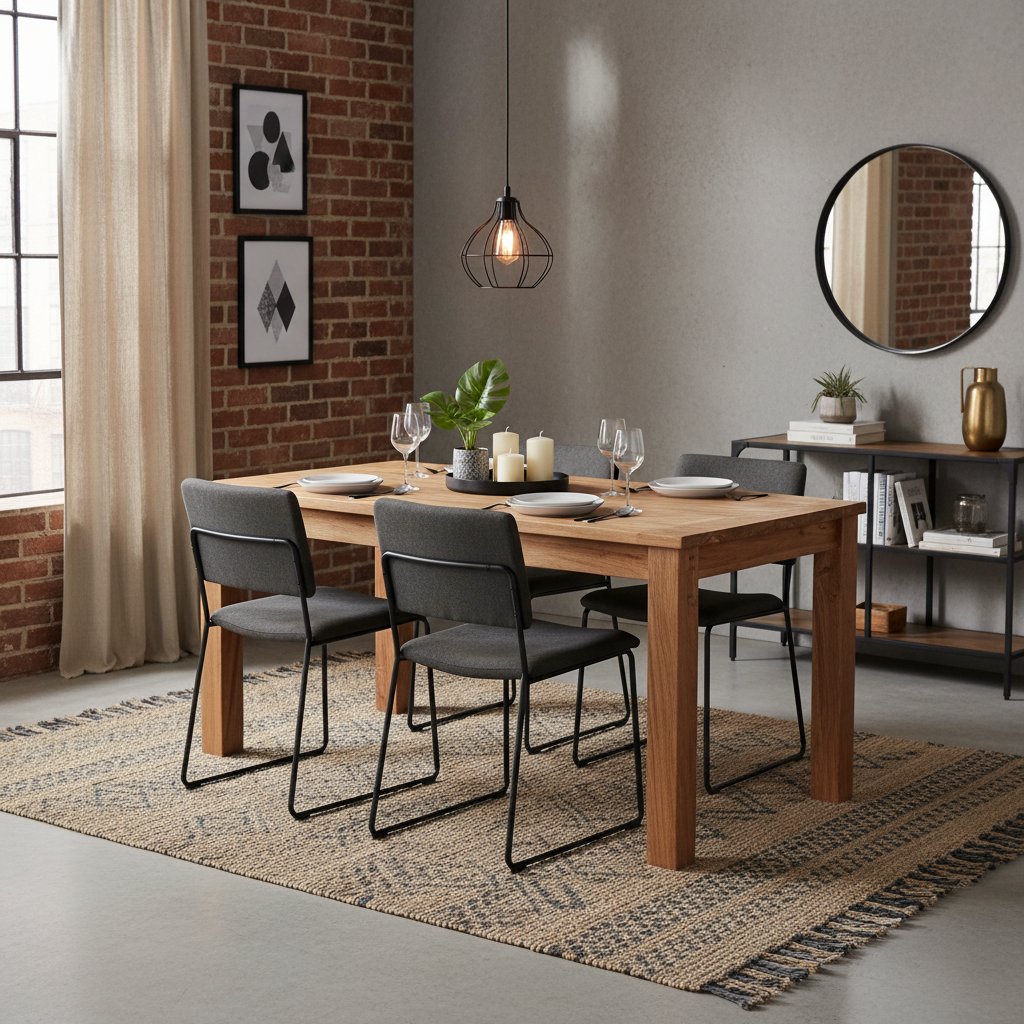 Table à Manger Indus en Bois d'Acacia Massif