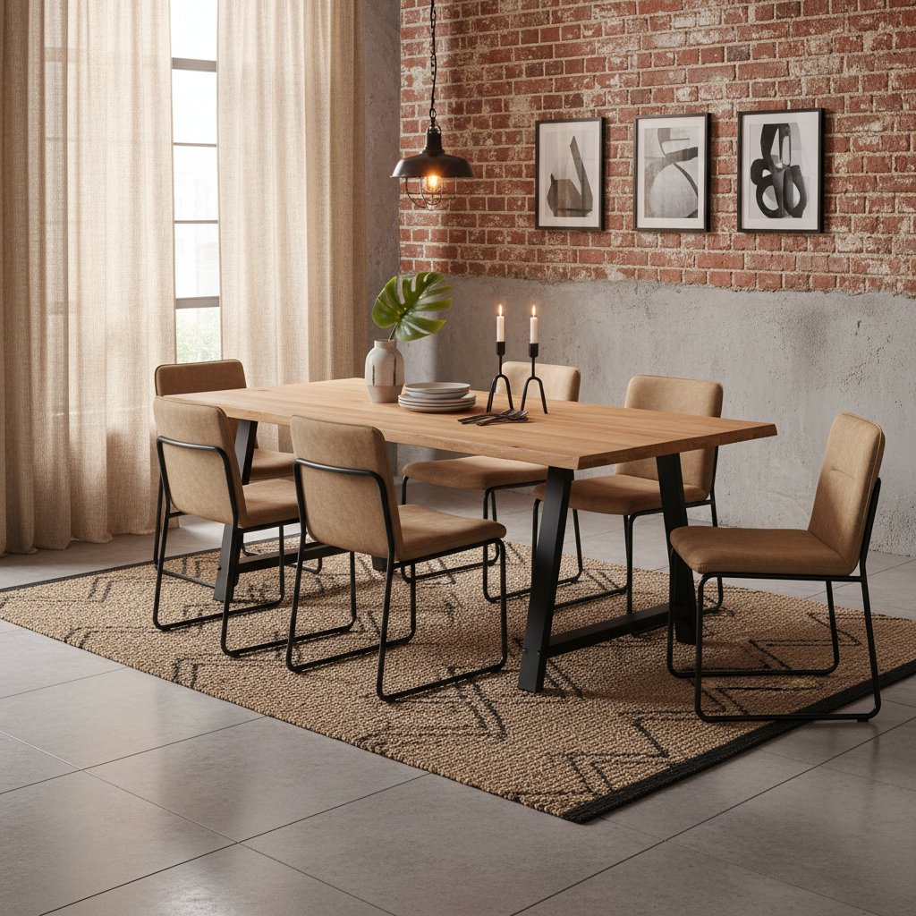 Table à Manger Industrielle pour 6 Personnes