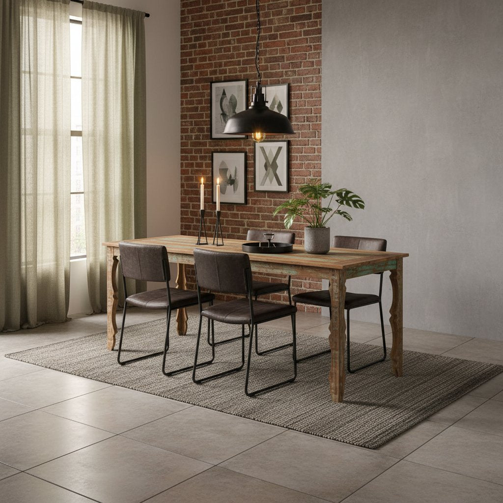 Table à Manger en Bois Rustique Industriel