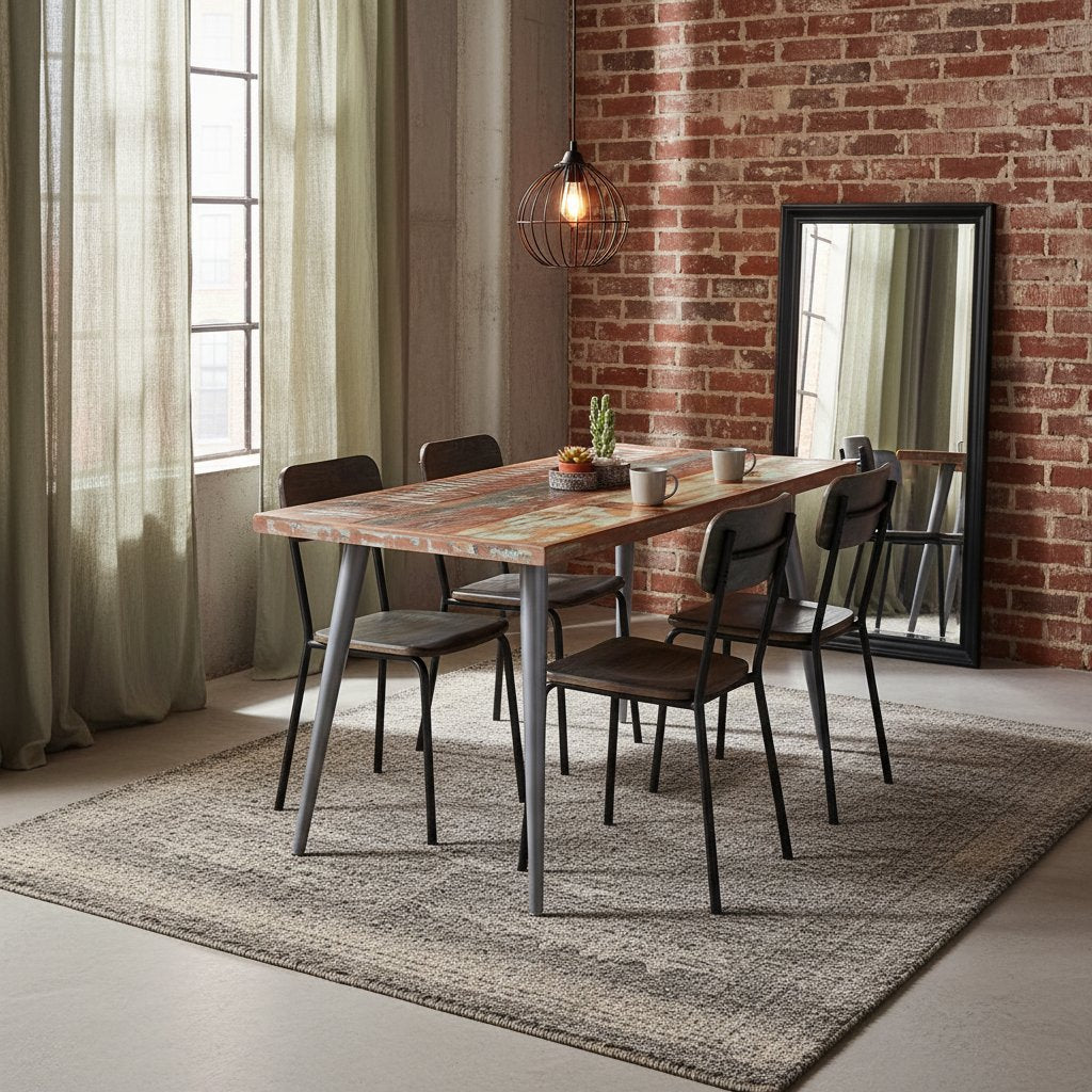 Table à Manger en Bois de Récup Style Vintage