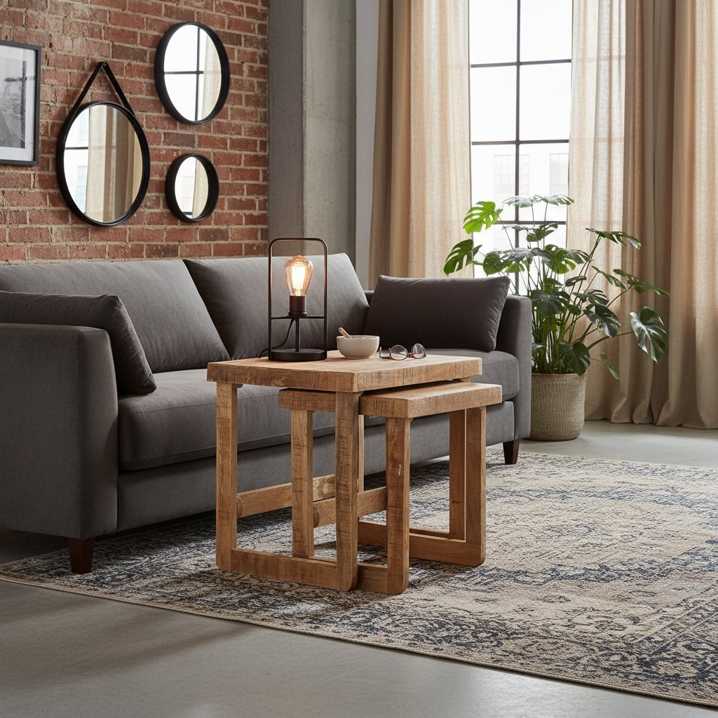 Table d'Appoint 50X50 en Bois de Manguier Massif