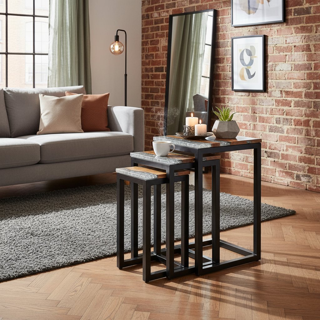 Table d'Appoint Gigogne en Bois de Teck 40 cm