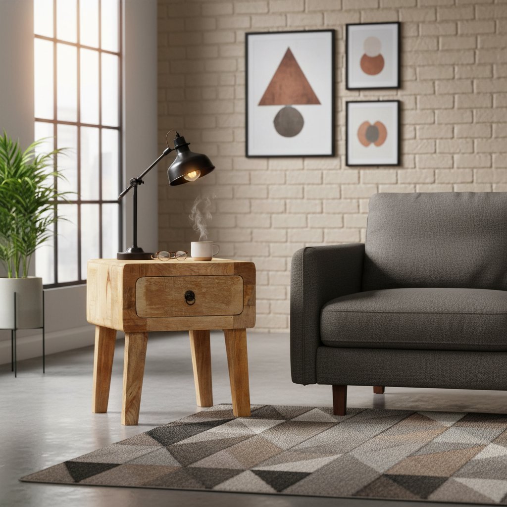 Table d'Appoint Industrielle en Bois de Manguier