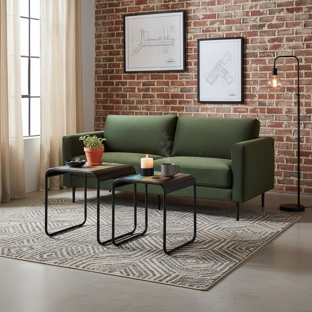 Table d'Appoint Industrielle en Métal et Bois de Récupération