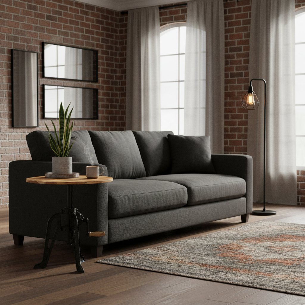 Table d'Appoint Vintage en Bois d'Acacia et Fonte