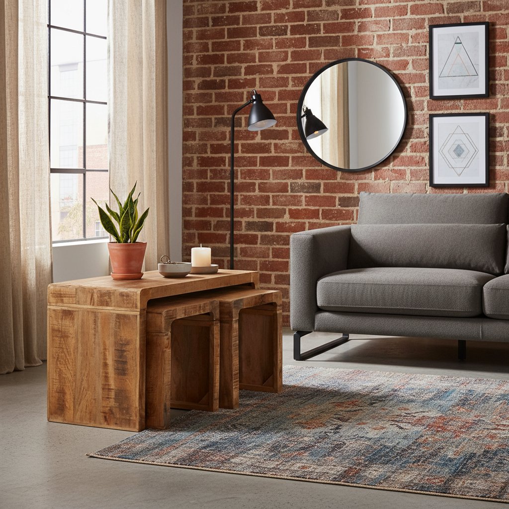 Table d'Appoint en Bois Naturel de Manguier Massif