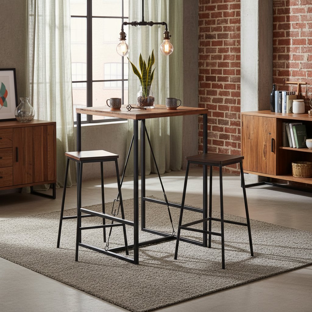 Table de Bar Industrielle en Bois de Récupération