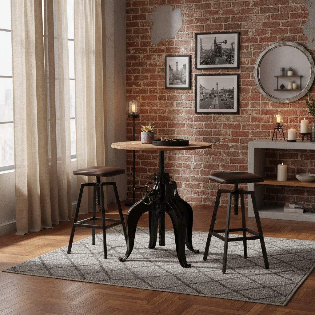 Table de Bar Ronde en Bois Authentique