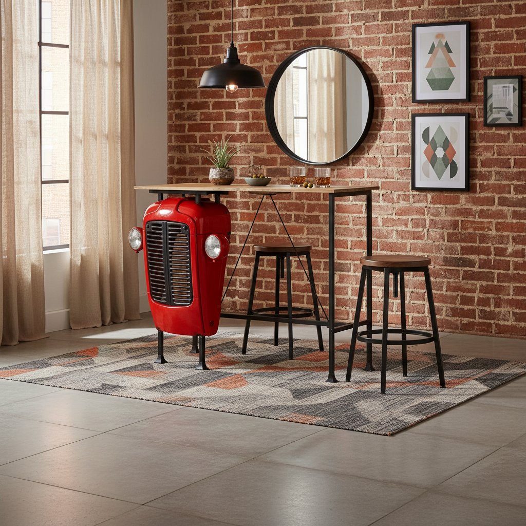 Table de Bar en Bois au Style Industriel Vintage