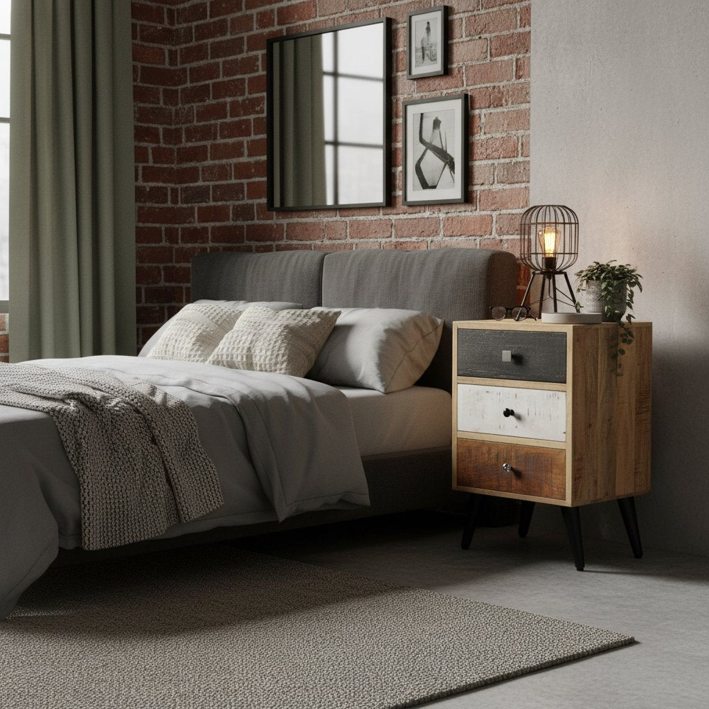 Table de Chevet Éclatante en Bois de Manguier Massif