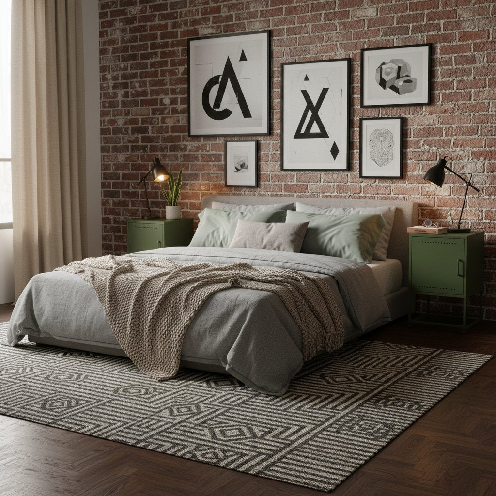 Table de Chevet Industrielle avec Casier en Métal