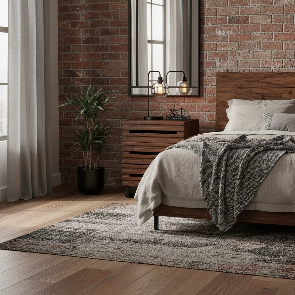 Table de Chevet Industrielle en Bois Marron Foncé