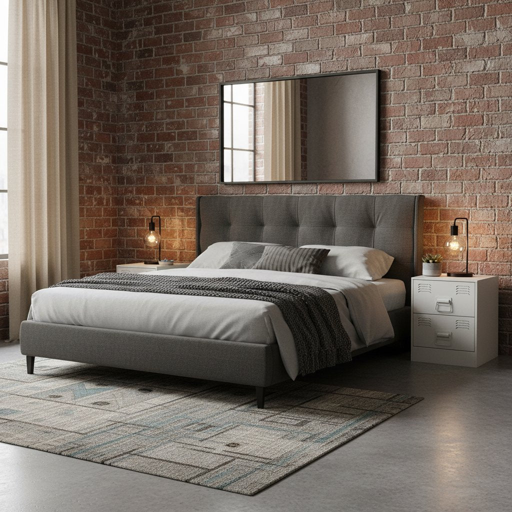 Table de Chevet Industrielle en Métal Blanc