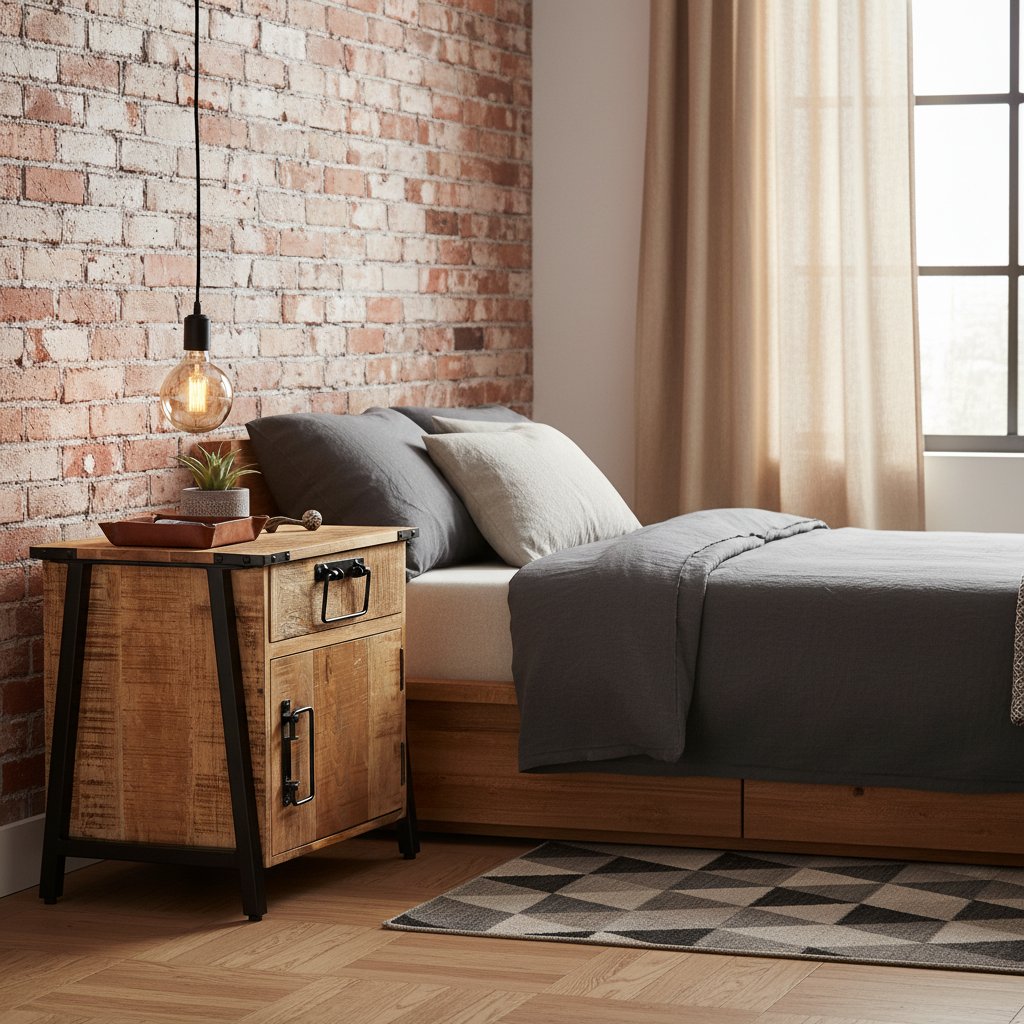 Table de Chevet Moderne en Bois de Manguier Massif